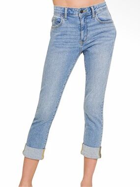 Women’s Zenana Cuffed Skinny Crop Blue Jeans
